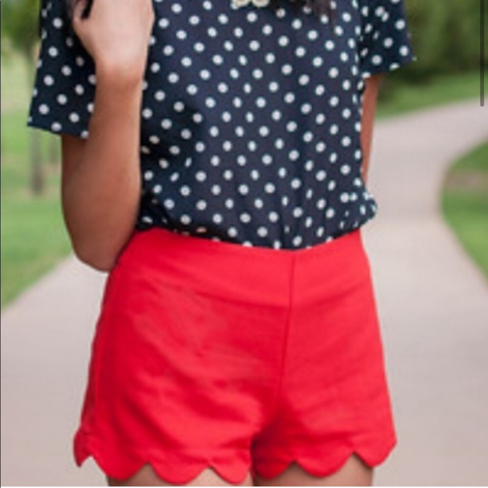 J. Crew: Coral 4” Scalloped Shorts